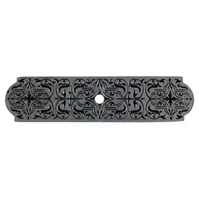 Notting Hill [NHE-573-BP] White Metal Cabinet Knob Backplate - Renaissance Etch - Brilliant Pewter Finish - 3 7/8" L