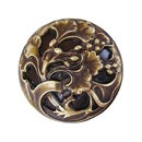 Notting Hill [NHK-102-AB] Solid Pewter Cabinet Knob - Florid Leaves - Antique Brass Finish - 1 3/8" Dia.