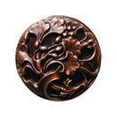 Notting Hill [NHK-102-AC] Solid Pewter Cabinet Knob - Florid Leaves - Antique Copper Finish - 1 3/8" Dia.
