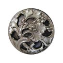 Notting Hill [NHK-102-SN] Solid Pewter Cabinet Knob - Florid Leaves - Satin Nickel Finish - 1 3/8&quot; Dia.