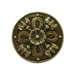 Notting Hill [NHK-103-AB] Solid Pewter Cabinet Knob - Celtic Shield - Antique Brass Finish - 1 1/8&quot; Dia.