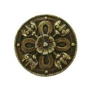 Notting Hill [NHK-103-AB] Solid Pewter Cabinet Knob - Celtic Shield - Antique Brass Finish - 1 1/8" Dia.
