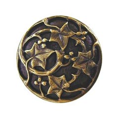 Notting Hill [NHK-105-AB] Solid Pewter Cabinet Knob - Ivy w/ Berries - Antique Brass Finish - 1 1/8&quot; Dia.