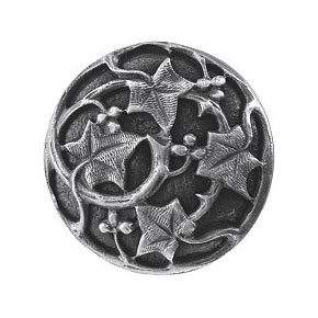 Notting Hill [NHK-105-AP] Solid Pewter Cabinet Knob - Ivy w/ Berries - Antique Pewter Finish - 1 1/8" Dia.