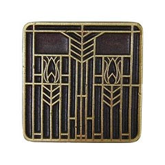 Notting Hill [NHK-117-AB] Solid Pewter Cabinet Knob - Prairie Tulips - Antique Brass Finish - 1 1/4" Sq.