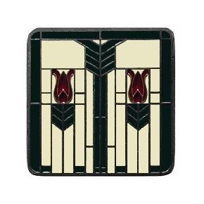 Notting Hill [NHK-117-AP-C] Solid Pewter Cabinet Knob - Prairie Tulips - Antique Pewter Finish - Evergreen - 1 1/4" Sq.