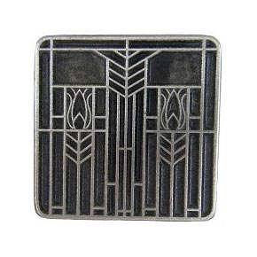 Notting Hill [NHK-117-AP] Solid Pewter Cabinet Knob - Prairie Tulips - Antique Pewter Finish - 1 1/4" Sq.