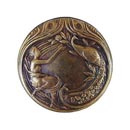 Notting Hill [NHK-123-AB] Solid Pewter Cabinet Knob - Peacock Lady - Antique Brass Finish - 1 3/8" Dia.