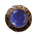 Notting Hill [NHK-124-AB-BS] Solid Pewter Cabinet Knob - Victorian Jewel - Blue Sodalite Natural Stone - Antique Brass Finish - 1 5/16&quot; Dia.