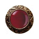 Notting Hill [NHK-124-AB-RC] Solid Pewter Cabinet Knob - Victorian Jewel - Red Carnelian Natural Stone - Antique Brass Finish - 1 5/16&quot; Dia.