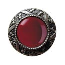 Notting Hill [NHK-124-AP-RC] Solid Pewter Cabinet Knob - Victorian Jewel - Red Carnelian Natural Stone - Antique Pewter Finish - 1 5/16&quot; Dia.