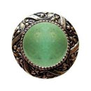 Notting Hill [NHK-124-BB-GA] Solid Pewter Cabinet Knob - Victorian Jewel - Green Aventurine Natural Stone - Brite Brass Finish - 1 5/16" Dia.