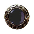 Notting Hill [NHK-124-BB-O] Solid Pewter Cabinet Knob - Victorian Jewel - Onyx Natural Stone - Brite Brass Finish - 1 5/16&quot; Dia.