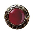 Notting Hill [NHK-124-BB-RC] Solid Pewter Cabinet Knob - Victorian Jewel - Red Carnelian Natural Stone - Brite Brass Finish - 1 5/16" Dia.