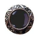 Notting Hill [NHK-124-BN-O] Solid Pewter Cabinet Knob - Victorian Jewel - Onyx Natural Stone - Brite Nickel Finish - 1 5/16&quot; Dia.