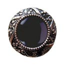 Notting Hill [NHK-124-BN-O] Solid Pewter Cabinet Knob - Victorian Jewel - Onyx Natural Stone - Brite Nickel Finish - 1 5/16" Dia.