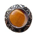 Notting Hill [NHK-124-BN-TE] Solid Pewter Cabinet Knob - Victorian Jewel - Tiger Eye Natural Stone - Brite Nickel Finish - 1 5/16" Dia.