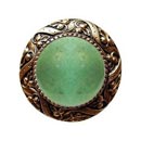 Notting Hill [NHK-124-G-GA] Solid Pewter Cabinet Knob - Victorian Jewel - Green Aventurine Natural Stone - 24K Gold Plate Finish - 1 5/16&quot; Dia.