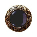 Notting Hill [NHK-124-G-O] Solid Pewter Cabinet Knob - Victorian Jewel - Onyx Natural Stone - 24K Gold Plate Finish - 1 5/16&quot; Dia.