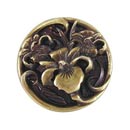 Notting Hill [NHK-128-AB] Solid Pewter Cabinet Knob - River Irises - Antique Brass Finish - 1 3/8" Dia.