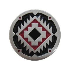 Notting Hill [NHK-132-AP-A] Solid Pewter Cabinet Knob - Southwest Treasure - Red w/ Antique Pewter Finish - 1 3/8&quot; Dia.