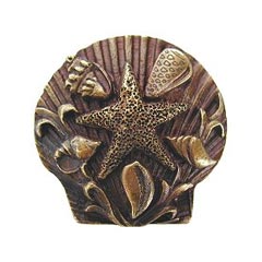 Notting Hill [NHK-134-AB] Solid Pewter Cabinet Knob - Seaside Collage - Antique Brass Finish - 1 5/16&quot; Dia.