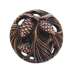 Notting Hill [NHK-138-AC] Solid Pewter Cabinet Knob - Cones &amp; Boughs - Antique Copper Finish - 1 3/8" Dia.