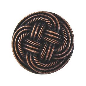 Notting Hill [NHK-139-AC] Solid Pewter Cabinet Knob - Classic Weave - Antique Copper Finish - 1 3/16" Dia.
