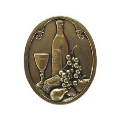 Notting Hill [NHK-140-BB] Solid Pewter Cabinet Knob - Best Cellar Wine - Brite Brass Finish - 1 1/4&quot; W