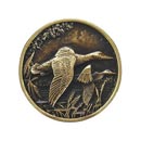 Notting Hill [NHK-141-AB] Solid Pewter Cabinet Knob - On The Wing (Ducks) - Antique Brass Finish - 1 5/16" Dia.