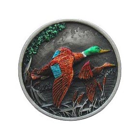 Notting Hill [NHK-141-PHT] Solid Pewter Cabinet Knob - One The Wing (Ducks) - Hand-Tinted Antique Pewter Finish - 1 5/16" Dia.