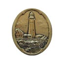 Notting Hill [NHK-142-BB] Solid Pewter Cabinet Knob - Guiding Lighthouse - Brite Brass Finish - 1 1/4" W