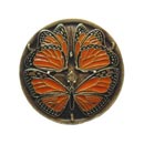 Notting Hill [NHK-145-BE] Solid Pewter Cabinet Knob - Monarch Butterflies - Enameled Antique Brass Finish - 1 3/8" Dia.