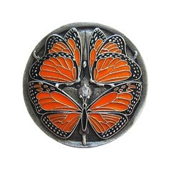 Notting Hill [NHK-145-PE] Solid Pewter Cabinet Knob - Monarch Butterflies - Enameled Antique Pewter Finish - 1 3/8&quot; Dia.