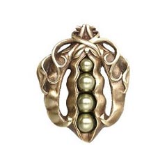 Notting Hill [NHK-150-AB] Solid Pewter Cabinet Knob - Pearly Peapod - Antique Brass Finish - 1 5/8&quot; W