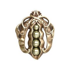 Notting Hill [NHK-150-AB] Solid Pewter Cabinet Knob - Pearly Peapod - Antique Brass Finish - 1 5/8" W