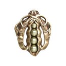 Notting Hill [NHK-150-AB] Solid Pewter Cabinet Knob - Pearly Peapod - Antique Brass Finish - 1 5/8" W