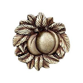 Notting Hill [NHK-154-AB] Solid Pewter Cabinet Knob - Georgia Peach - Antique Brass Finish - 1 5/8" Dia.