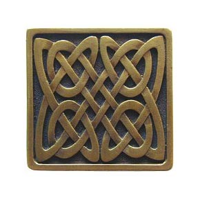 Notting Hill [NHK-157-AB] Solid Pewter Cabinet Knob - Celtic Isles - Antique Brass Finish - 1 3/8" Sq.