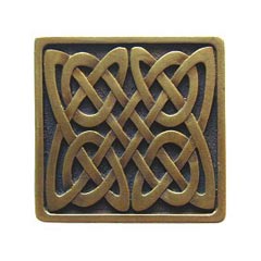 Notting Hill [NHK-157-AB] Solid Pewter Cabinet Knob - Celtic Isles - Antique Brass Finish - 1 3/8&quot; Sq.