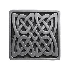 Notting Hill [NHK-157-AP] Solid Pewter Cabinet Knob - Celtic Isles - Antique Pewter Finish - 1 3/8" Sq.