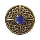Notting Hill [NHK-158-AB-BS] Solid Pewter Cabinet Knob - Celtic Jewel - Blue Sodalite Natural Stone - Antique Brass Finish - 1 3/8&quot; Dia.