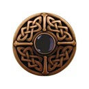 Notting Hill [NHK-158-AC-O] Solid Pewter Cabinet Knob - Celtic Jewel - Onyx Natural Stone - Antique Copper Finish - 1 3/8" Dia.