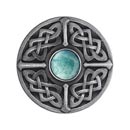 Notting Hill [NHK-158-AP-GA] Solid Pewter Cabinet Knob - Celtic Jewel - Green Aventurine Natural Stone - Antique Pewter Finish - 1 3/8" Dia.