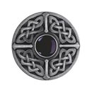 Notting Hill [NHK-158-AP-O] Solid Pewter Cabinet Knob - Celtic Jewel - Onyx Natural Stone - Antique Pewter Finish - 1 3/8&quot; Dia.