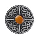 Notting Hill [NHK-158-AP-TE] Solid Pewter Cabinet Knob - Celtic Jewel - Tiger Eye Natural Stone - Antique Pewter Finish - 1 3/8&quot; Dia.