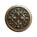 Notting Hill [NHK-160-AB] Solid Pewter Cabinet Knob - Fleur-de-Lis - Antique Brass Finish - 1 3/8" Dia.