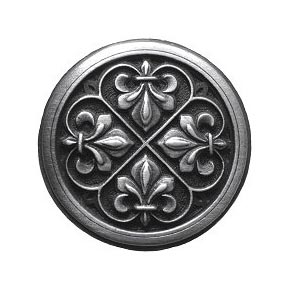 Notting Hill [NHK-160-AP] Solid Pewter Cabinet Knob - Fleur de Lis - Antique Pewter Finish - 1 3/8" Dia.