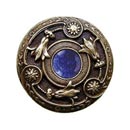 Notting Hill [NHK-161-AB-BS] Solid Pewter Cabinet Knob - Jeweled Lily - Blue Sodalite Natural Stone - Antique Brass Finish - 1 3/8" Dia.