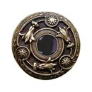 Notting Hill [NHK-161-AB-O] Solid Pewter Cabinet Knob - Jeweled Lily - Onyx Natural Stone - Antique Brass Finish - 1 3/8&quot; Dia.